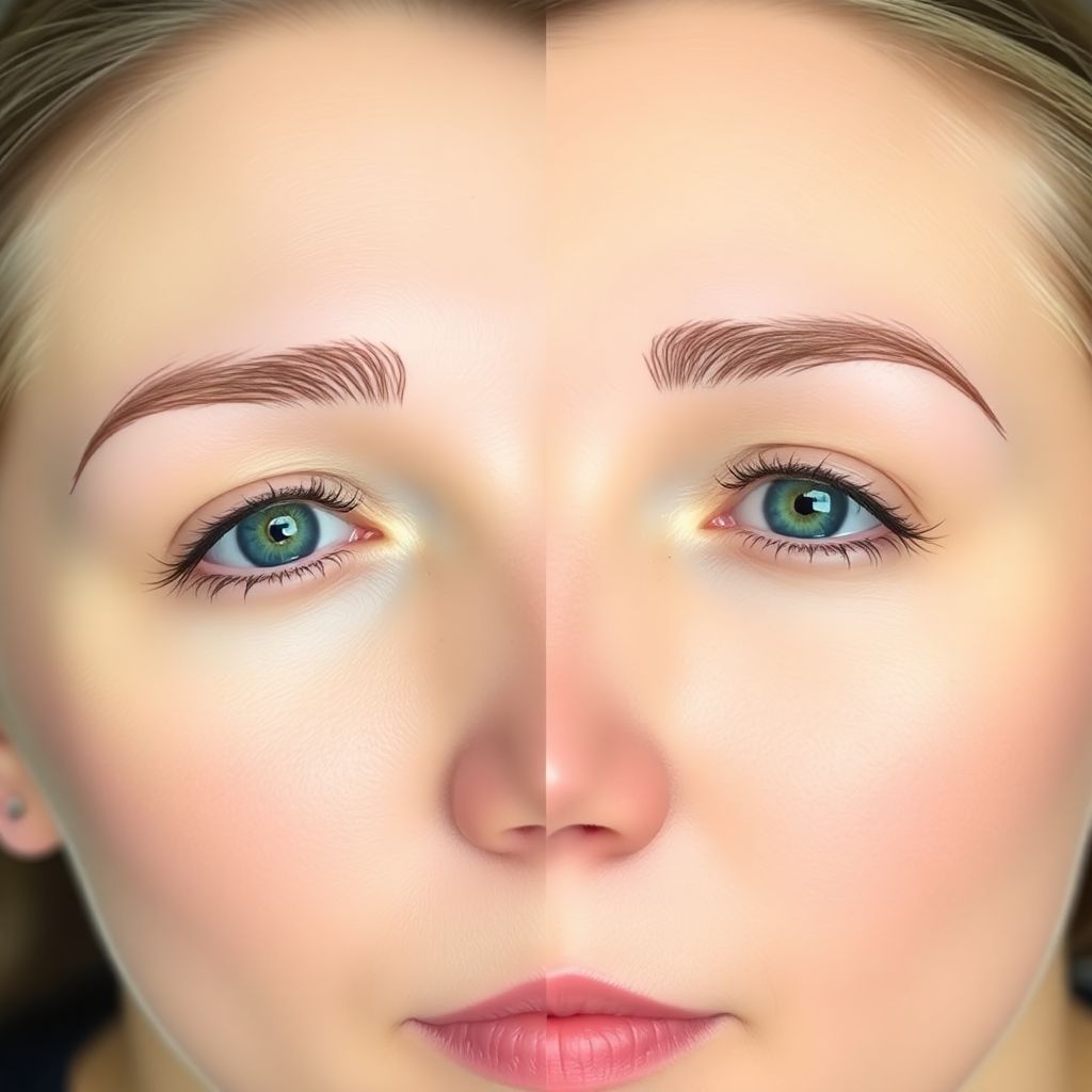 Brow before and after a plasma fibroblast brow lift