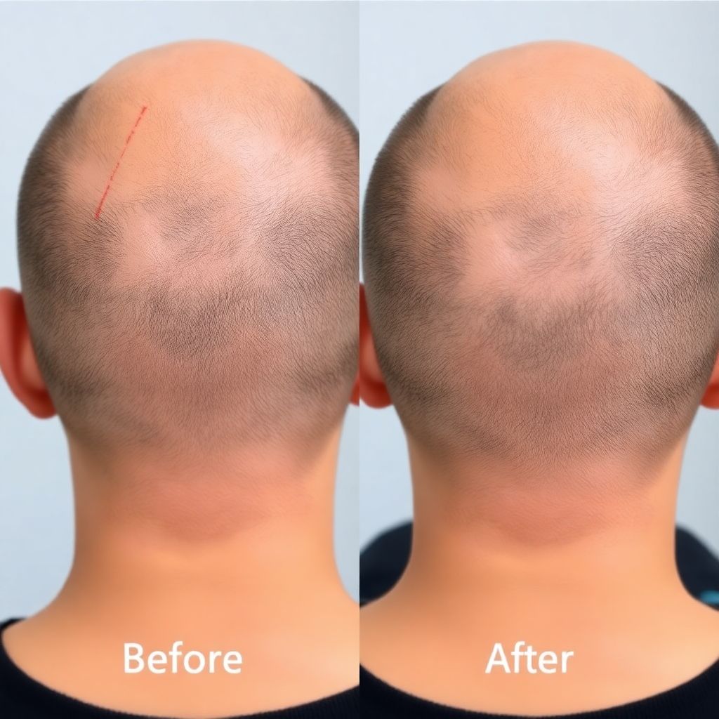 Transplant scar before and after SMP scar camouflage